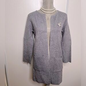 Soft grey cotton/polyester mix Cardigan long